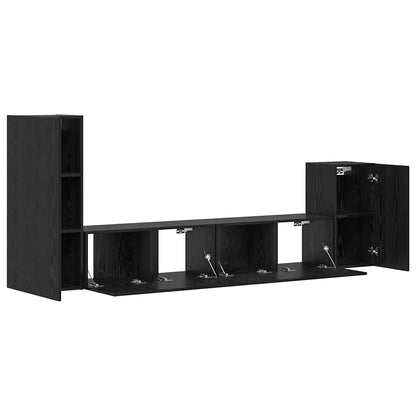 Mobile TV da Parete 3 pcs Rovere Nero Legno multistrato