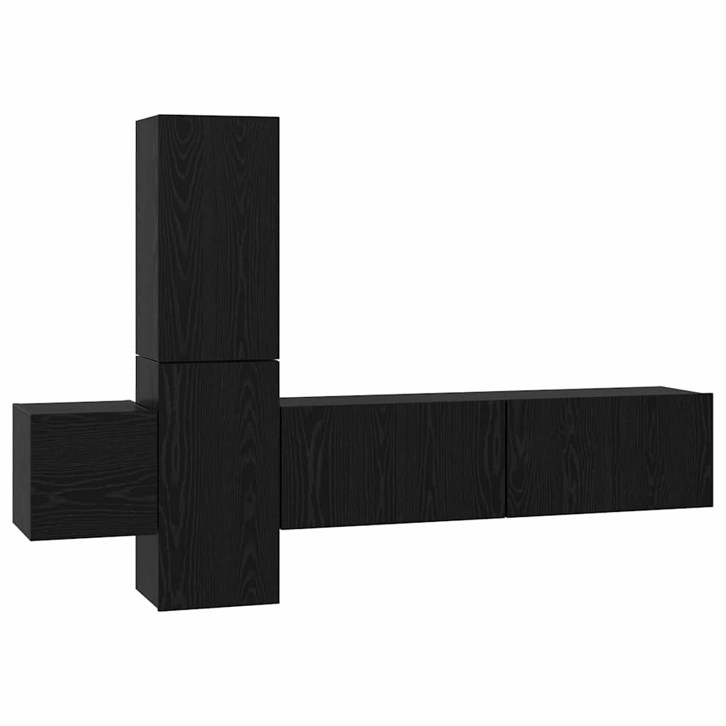 Set mobile TV 5 pcs Rovere Nero Legno multistrato