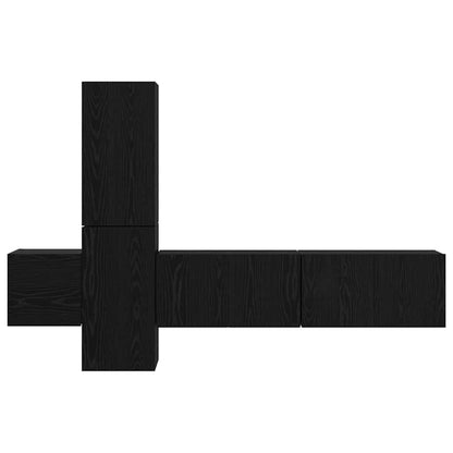 Set mobile TV 5 pcs Rovere Nero Legno multistrato