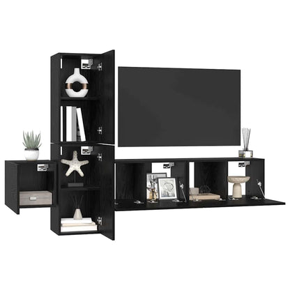 Set mobile TV 5 pcs Rovere Nero Legno multistrato