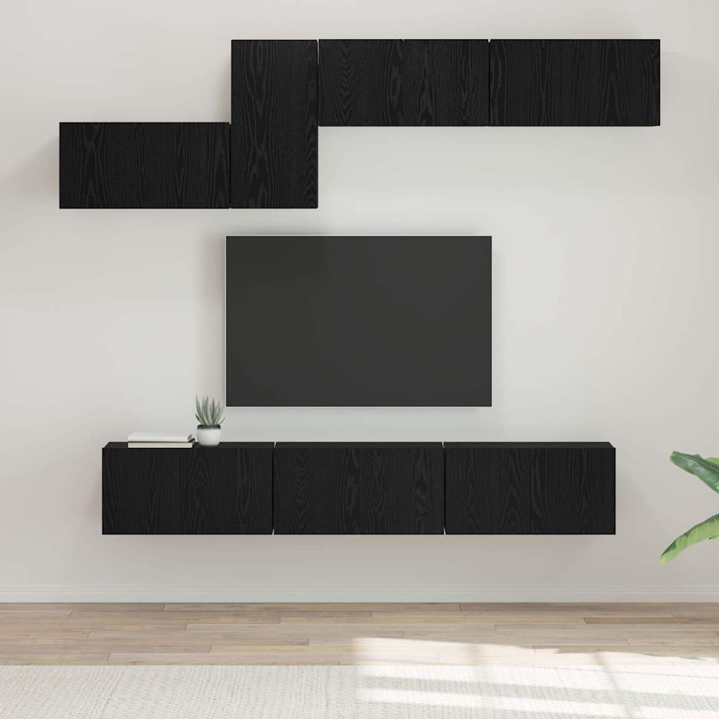Set mobile TV con cassetto Rovere Nero Legno multistrato
