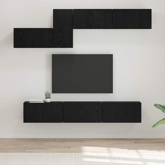 Set mobile TV con cassetto Rovere Nero Legno multistrato