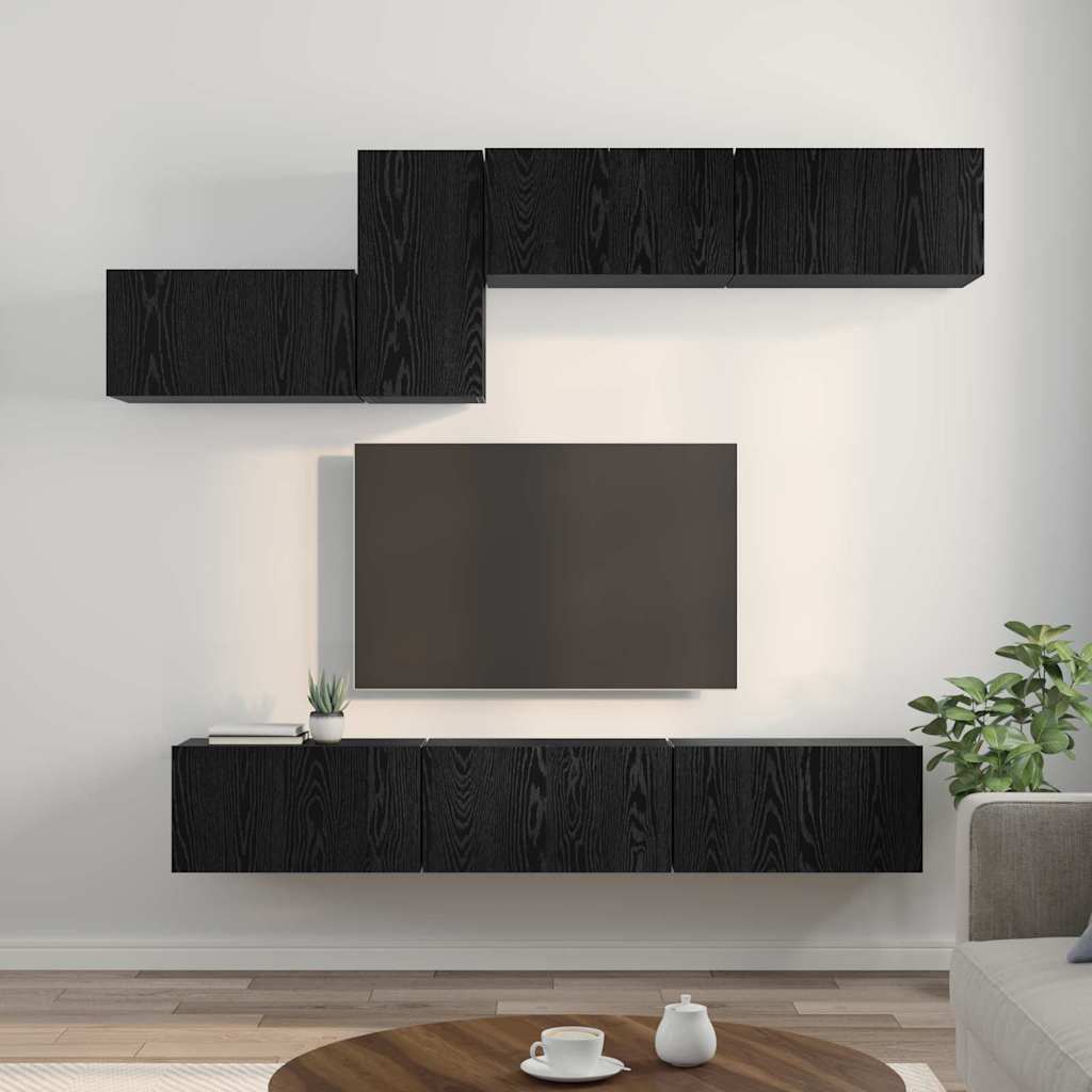 Set mobile TV con cassetto Rovere Nero Legno multistrato
