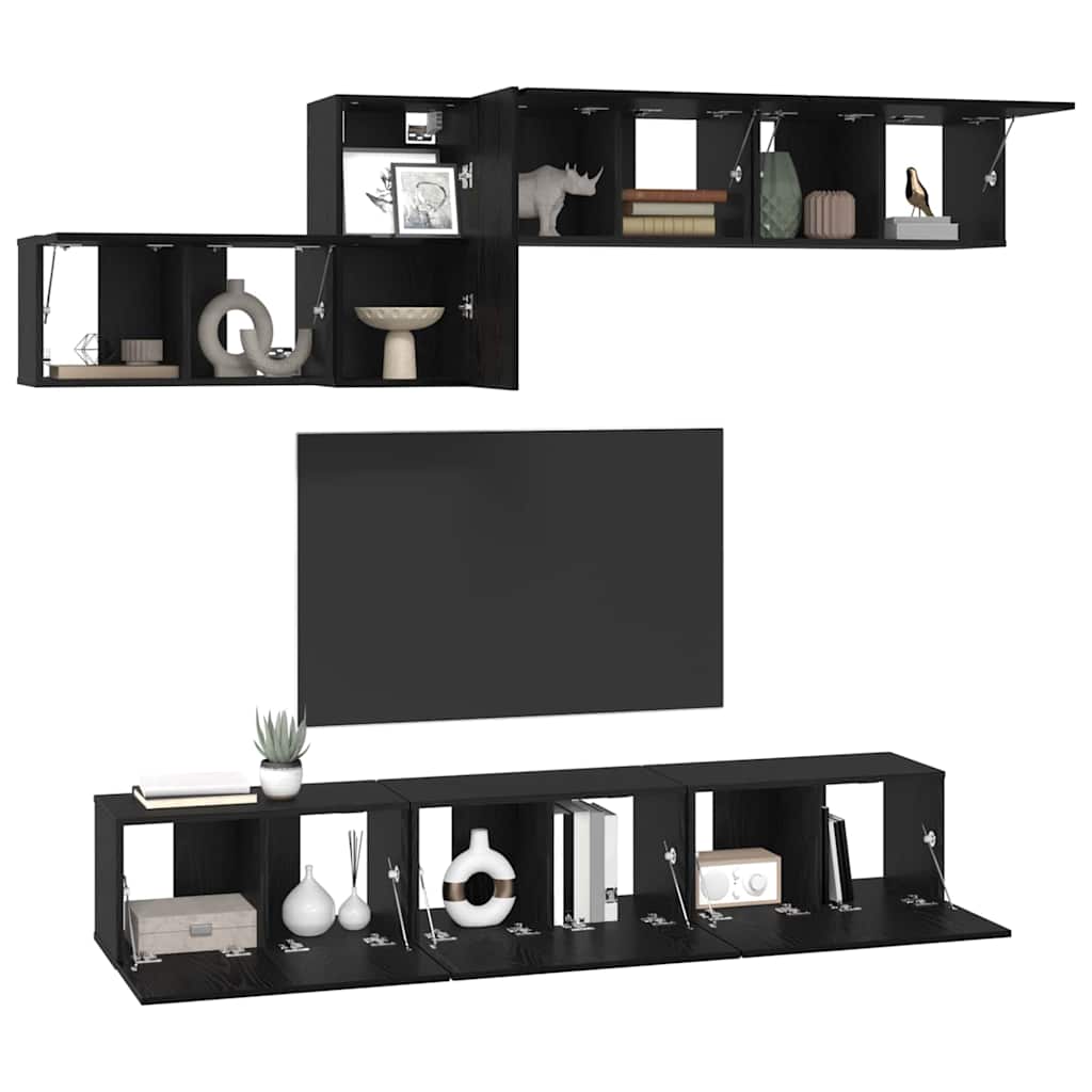 Set mobile TV con cassetto Rovere Nero Legno multistrato