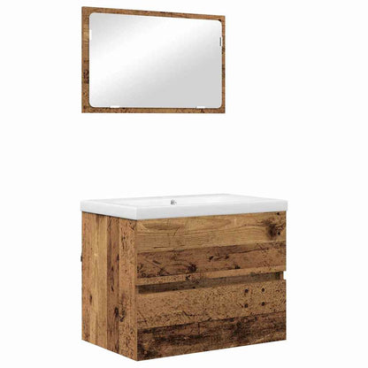 Set di mobili per il bagno con cassetto 3 pcs Legno vecchio | homemem39