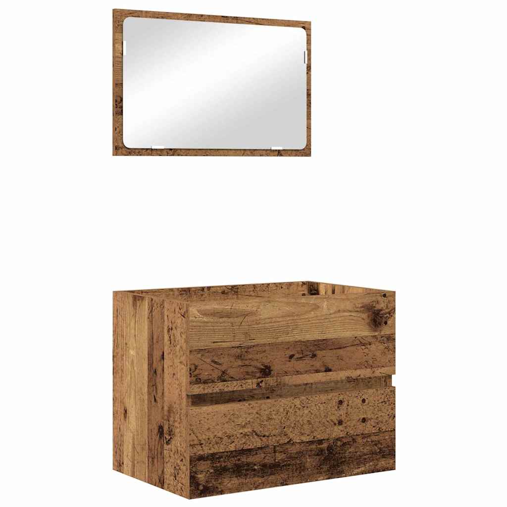 Set di mobili per il bagno con cassetto 3 pcs Legno vecchio | homemem39