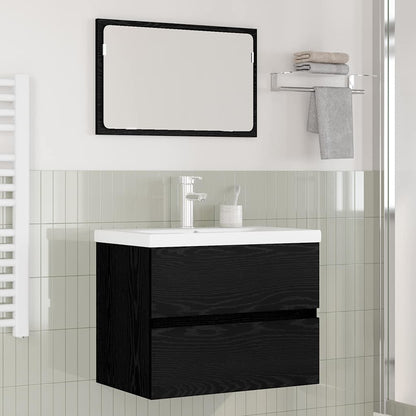 Set di mobili per il bagno 3 pcs Rovere Nero Legno multistrato