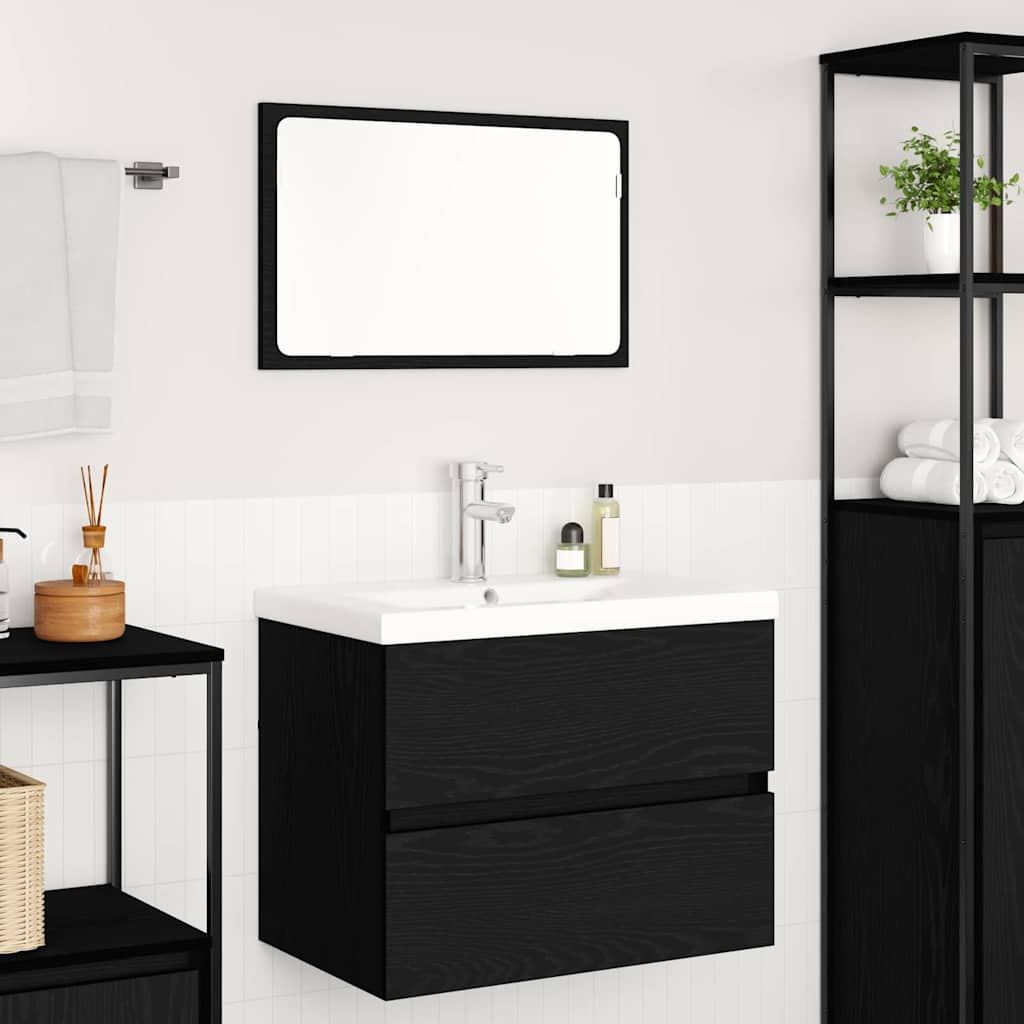 Set di mobili per il bagno 3 pcs Rovere Nero Legno multistrato | homemem39
