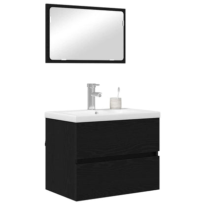 Set di mobili per il bagno 3 pcs Rovere Nero Legno multistrato | homemem39