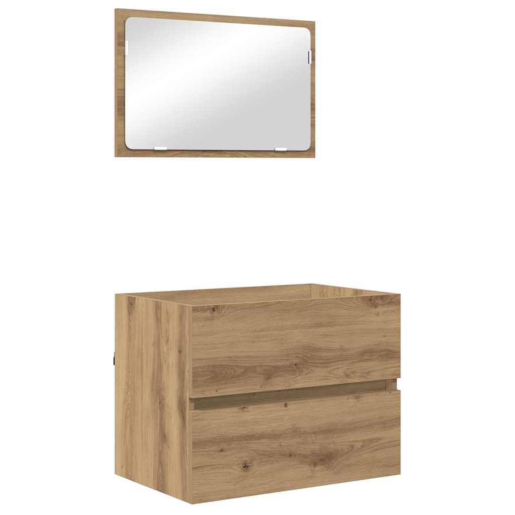 Set di mobili per il bagno 3 pz Rovere artigianale | homemem39