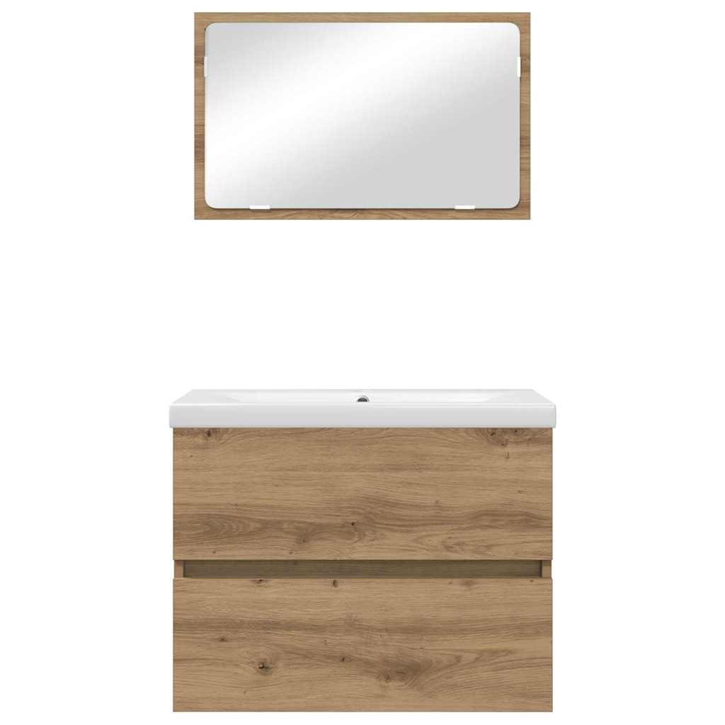 Set di mobili per il bagno 3 pz Rovere artigianale | homemem39