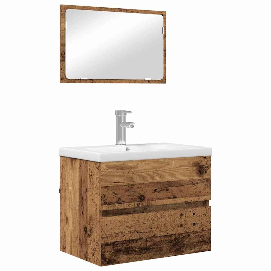 Set di mobili per il bagno con cassetto 3 pcs Legno vecchio | homemem39