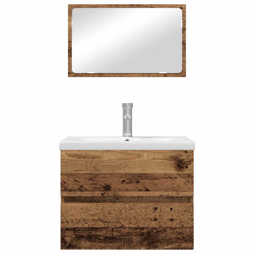 Set di mobili per il bagno con cassetto 3 pcs Legno vecchio | homemem39