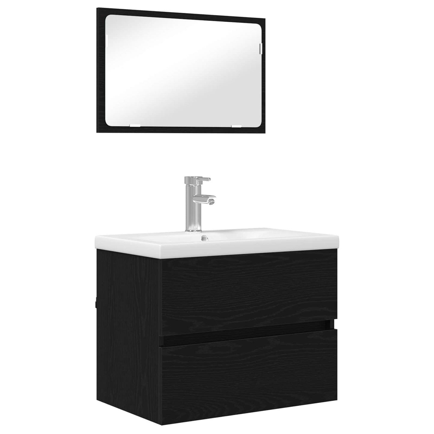 Set di mobili per il bagno 3 pcs Rovere Nero Legno multistrato | homemem39