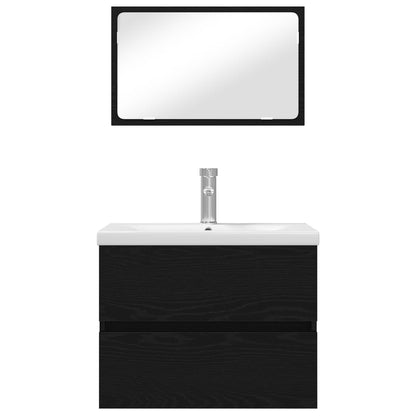 Set di mobili per il bagno 3 pcs Rovere Nero Legno multistrato | homemem39