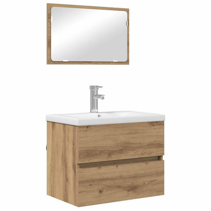 Set di mobili per il bagno 3 pz Rovere artigianale | homemem39