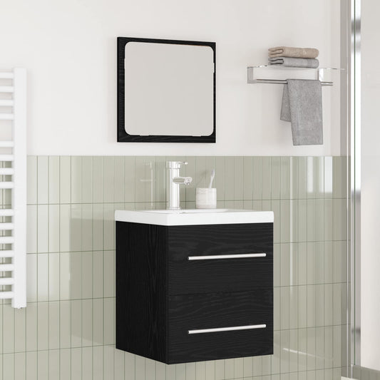 Set di mobili per il bagno 2 pcs Rovere Nero Legno multistrato