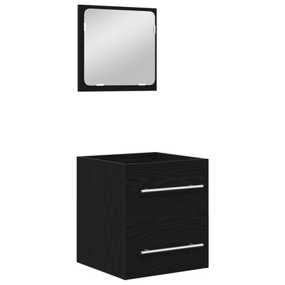 Set di mobili per il bagno 2 pcs Rovere Nero Legno multistrato