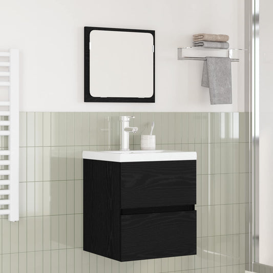 Set di mobili per il bagno 2 pcs Rovere Nero e Bianco | homemem39