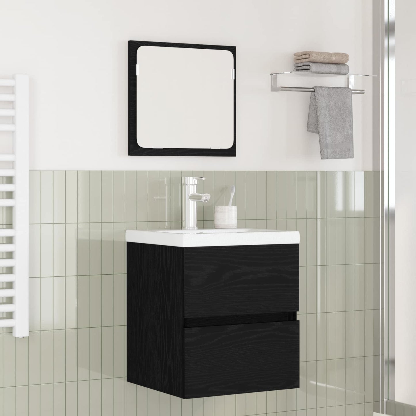 Set di mobili per il bagno 2 pcs Rovere Nero e Bianco