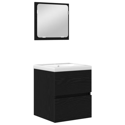 Set di mobili per il bagno 2 pcs Rovere Nero e Bianco | homemem39