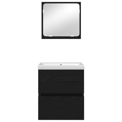 Set di mobili per il bagno 2 pcs Rovere Nero e Bianco | homemem39