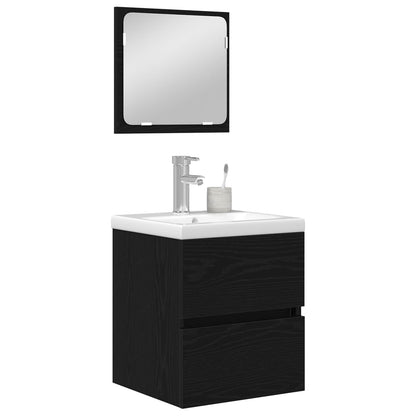 Set di mobili per il bagno 2 pcs Rovere Nero e Bianco | homemem39