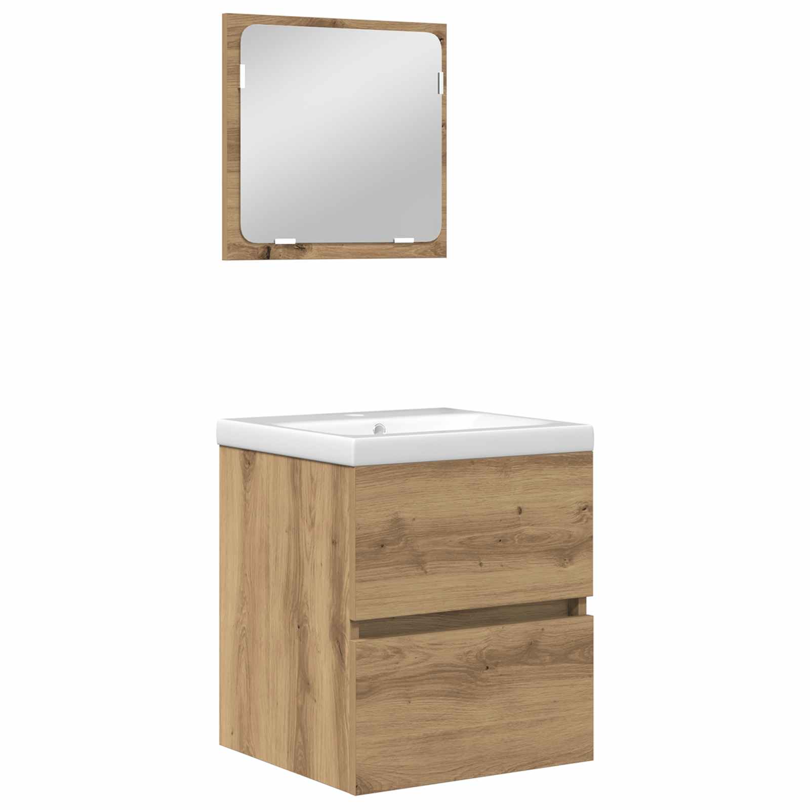 Set di mobili per il bagno 2 pcs Rovere Artigiano e Bianco | homemem39