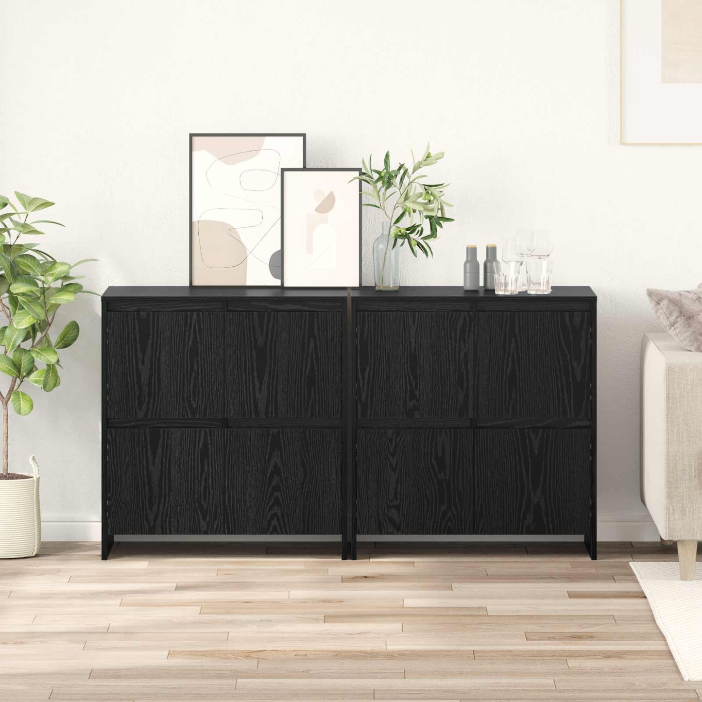 Sideboards 2 pcs Rovere nero 70 x 41 x 75 cm Legno multistrato