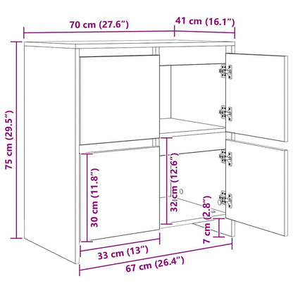 Sideboards 2 pcs Rovere nero 70 x 41 x 75 cm Legno multistrato - homemem39