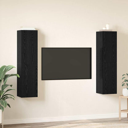 Set mobile TV Montaggio a parete Rovere Nero Legno multistrato