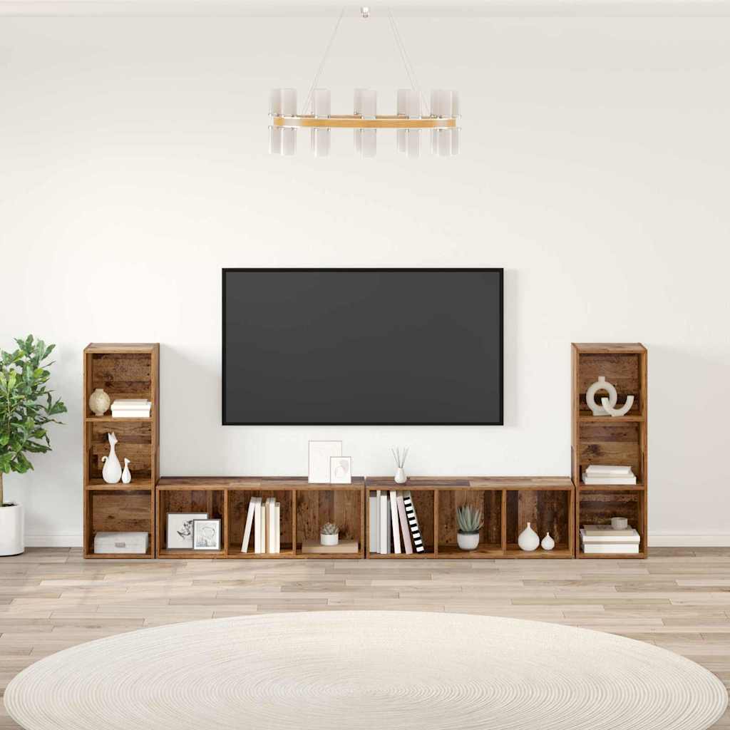 Set mobile TV 4 pcs Legno vecchio 37 x 35 x 107,5 cm