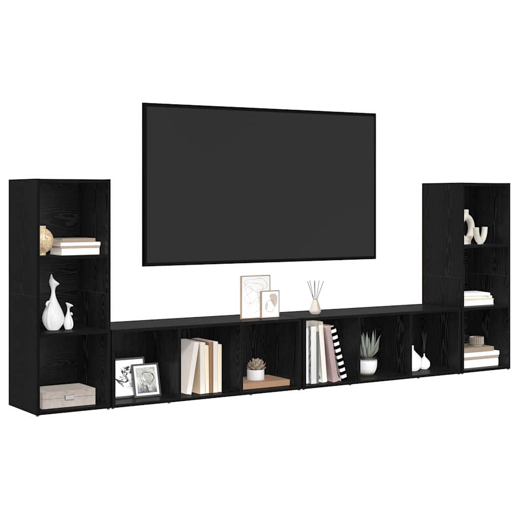 Set mobile TV 4 pcs Rovere Nero 37 x 35 x 107,5 cm