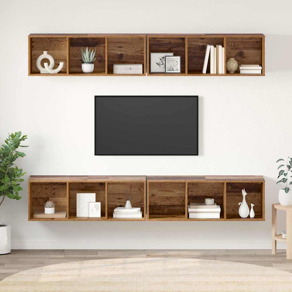 Set mobile TV 4 pcs Legno vecchio 37 x 37 x 107,5 cm