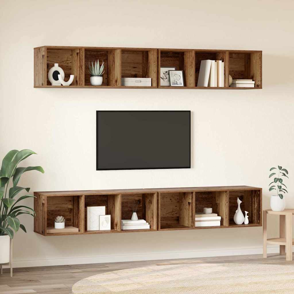 Set mobile TV 4 pcs Legno vecchio 37 x 37 x 107,5 cm