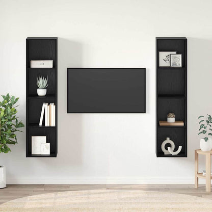 Set mobile TV 2 pcs Nero 37 x 37 x 142,5 cm Legno multistrato