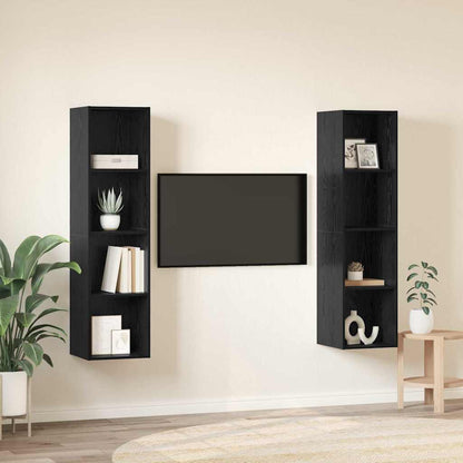 Set mobile TV 2 pcs Nero 37 x 37 x 142,5 cm Legno multistrato