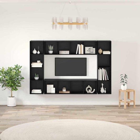 Set mobile TV 4 pcs Nero 37 x 37 x 142,5 cm Legno multistrato