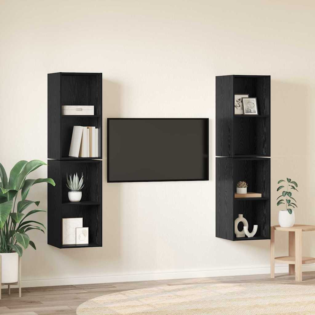 Set mobile TV 4 pcs Rovere Nero 37 x 37 x 72 cm