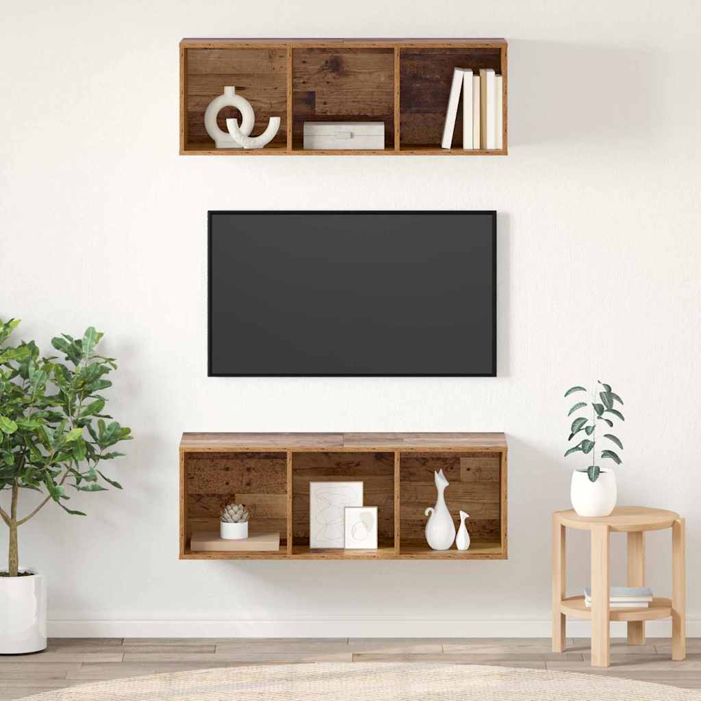 Set mobile TV 2 pcs Legno vecchio 37 x 37 x 107 cm
