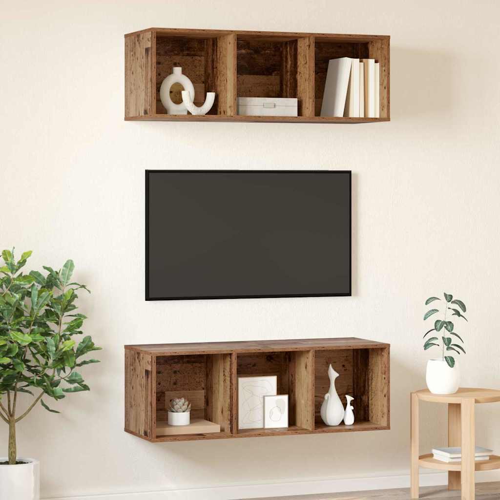 Set mobile TV 2 pcs Legno vecchio 37 x 37 x 107 cm
