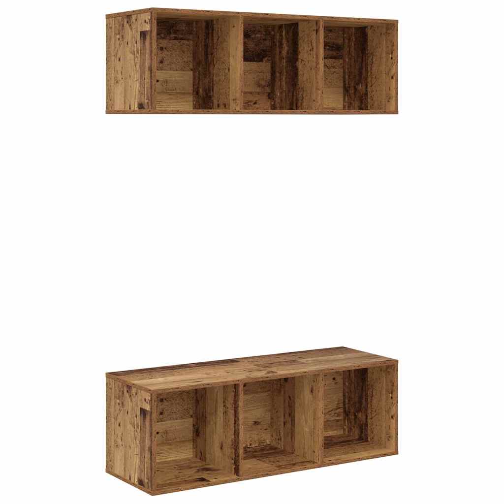 Set mobile TV 2 pcs Legno vecchio 37 x 37 x 107 cm