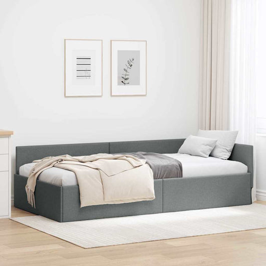 Cornice del letto ad angolo Grigio scuro 80 cm x 200 cm Tessuto | homemem39