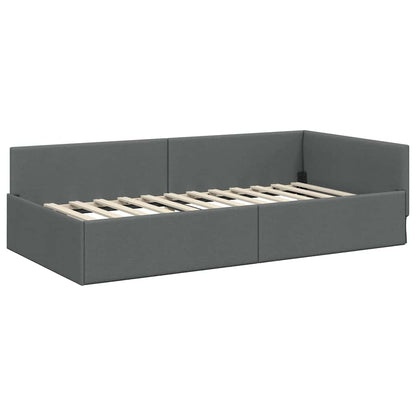 Cornice del letto ad angolo Grigio scuro 80 cm x 200 cm Tessuto | homemem39
