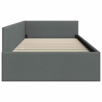 Cornice del letto ad angolo Grigio scuro 80 cm x 200 cm Tessuto | homemem39