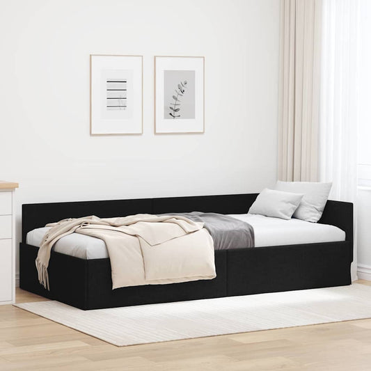 Cornice del letto ad angolo Nero 80 cm x 200 cm Tessuto | homemem39