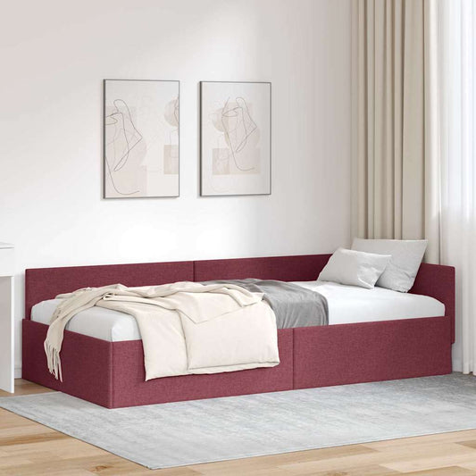 Cornice del letto ad angolo Rosso Vino 80 cm x 200 cm Tessuto | homemem39
