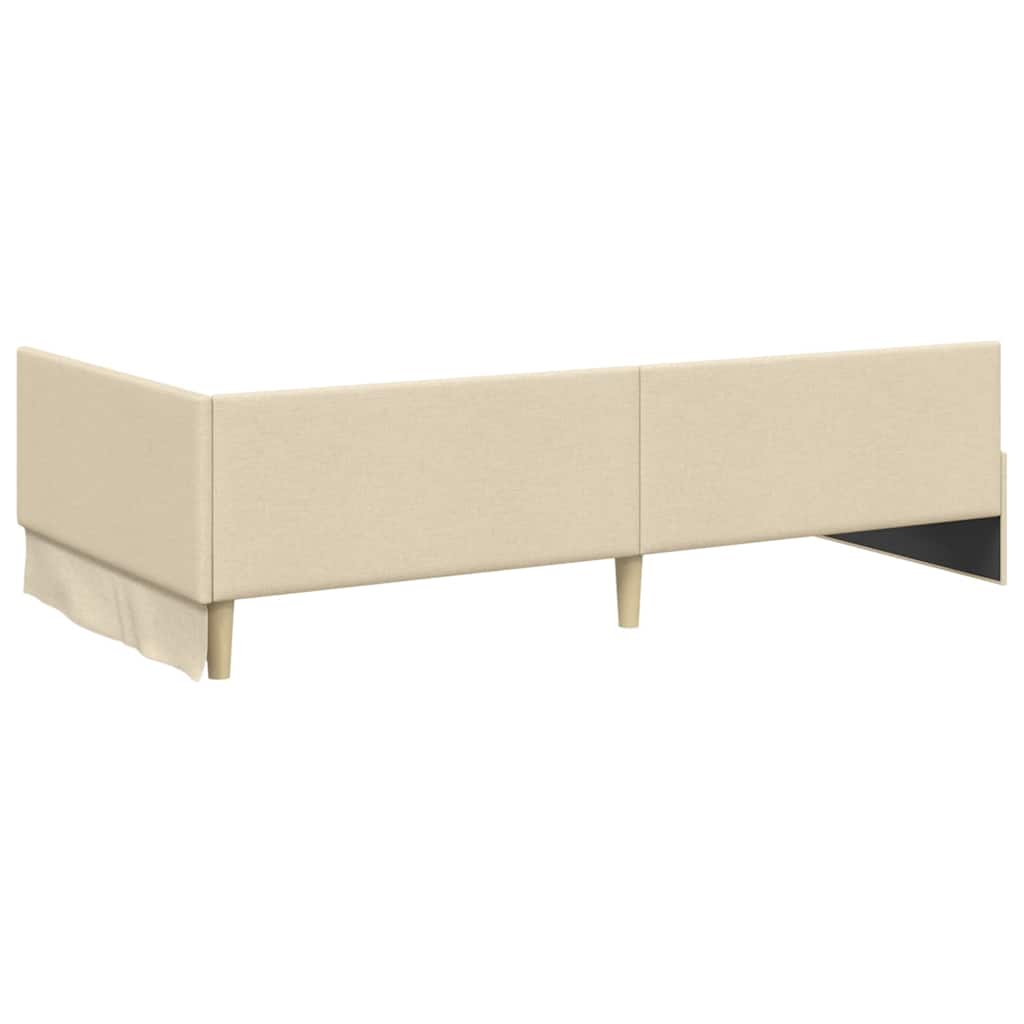 Cornice del letto ad angolo Crema 80 cm x 200 cm Tessuto | homemem39
