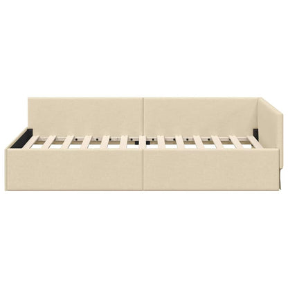 Cornice del letto ad angolo Crema 80 cm x 200 cm Tessuto | homemem39
