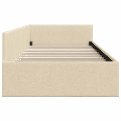 Cornice del letto ad angolo Crema 80 cm x 200 cm Tessuto | homemem39
